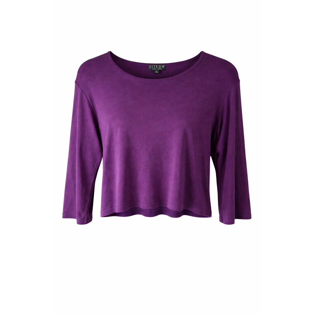 Citron Santa‎ Monica Womens Purple Rayon Spandex Scoop Neck Long Sleeve Top XL